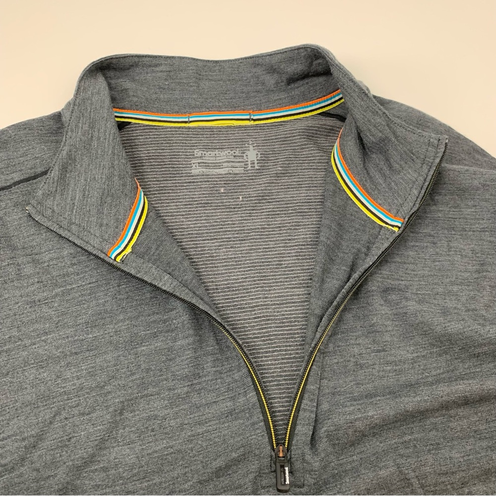 Smartwool Base Layer Long Sleeves Shirt 1/4 Zip Merino Sport 150 XL Gray Yellow - Picture 11 of 15